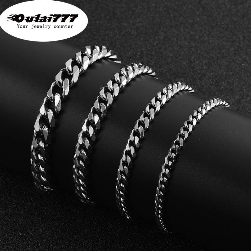 Stainless Steel Men's Cuban Link Chain Bracelet