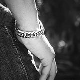 Stainless Steel Silver Plated Thick Bracelet Cuban Link Hand Chain