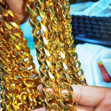 Stainless Steel Silver Plated Thick Bracelet Cuban Link Hand Chain