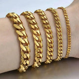 Men Thick Cuban Link Bracelet Stainless Steel Silver Plated