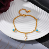 316L Stainless Steel Eye Shell Lightning Charm Chain Bracelet