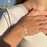 Ancient Egypt Ankh Bracelet Stainless Steel Cross Bangle