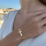 Ancient Egypt Ankh Bracelet Stainless Steel Cross Bangle