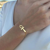 Ancient Egypt Ankh Bracelet Stainless Steel Cross Bangle