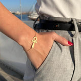 Ancient Egypt Ankh Bracelet Stainless Steel Cross Bangle