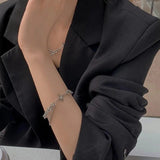 Silver Double Layer Chain Bracelets Vintage Cross Geometric Punk