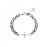 Silver Double Layer Chain Bracelets Vintage Cross Geometric Punk