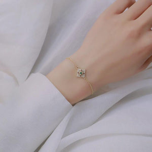 High-Quality Square Copper Zircon Green Bracelet