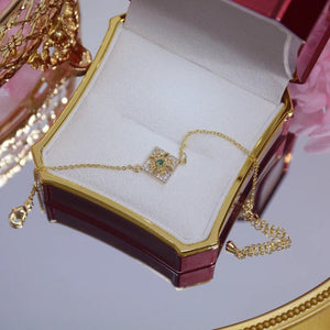 High-Quality Square Copper Zircon Green Bracelet