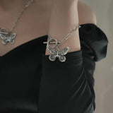 Silver Butterfly OT Buckle Bracelet For Women Couples Vintage Party Jewelry Gift