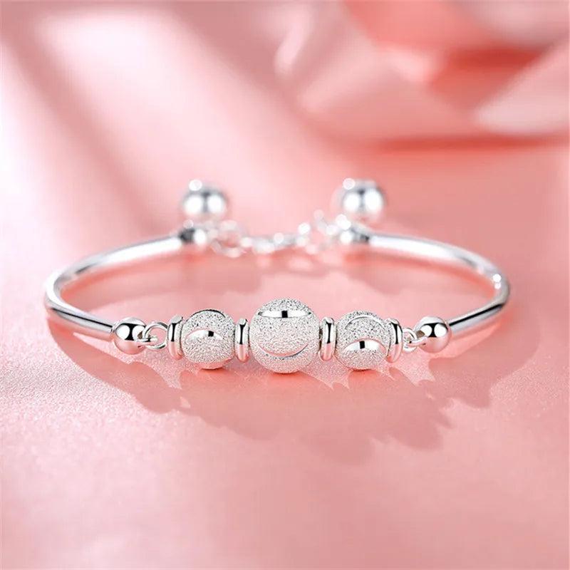 Adjustable Round Bead Charm Bracelet for Women Girls Jewelry Gift