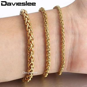 Braided Wheat Chain Stainless Steel Bracelet Woman Jewelry