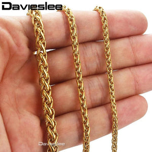 Braided Wheat Chain Stainless Steel Bracelet Woman Jewelry