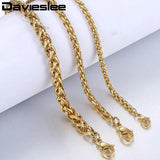 Braided Wheat Chain Stainless Steel Bracelet Woman Jewelry