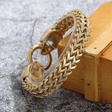 Gothic Double Skull Head Chain Bracelet Men's Biker Punk Jewelry