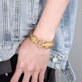 Gothic Double Skull Head Chain Bracelet Men's Biker Punk Jewelry