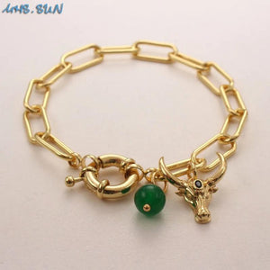Bull Head Pendant Bracelet With Stones Charm Hip-Hop Jewelry Gift