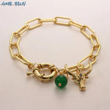 Bull Head Pendant Bracelet With Stones Charm Hip-Hop Jewelry Gift