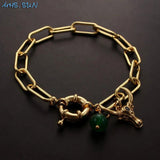 Bull Head Pendant Bracelet With Stones Charm Hip-Hop Jewelry Gift