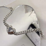 Mewanry Zircons Chain Bracelet Vintage Punk Heart Geometric Wedding