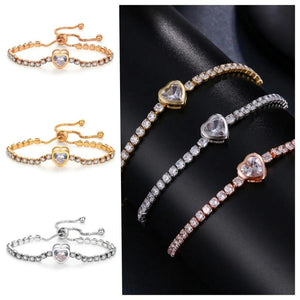 Heart Tennis Bracelet Zircon Wedding Charm Hand Gift