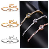 Heart Tennis Bracelet Zircon Wedding Charm Hand Gift