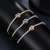 Heart Tennis Bracelet Zircon Wedding Charm Hand Gift