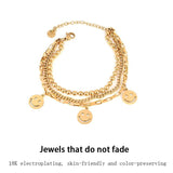 Smiling Face Charm Bracelet Silver Multilayer Jewelry