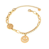 Smiling Face Charm Bracelet Silver Multilayer Jewelry