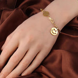 Smiling Face Charm Bracelet Silver Multilayer Jewelry
