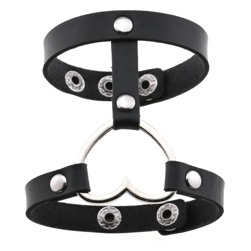 Unisex Punk Rock Gothic Heart Hand Glove Chain Leather Bracelet
