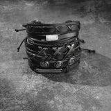 Vintage Gothic Punk Skull Metal Multilayer Leather Bracelet Men