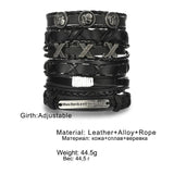 Vintage Gothic Punk Skull Metal Multilayer Leather Bracelet Men