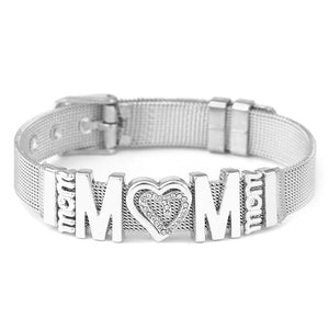 10mm Love Heart MOM Charms Bracelets DIY Stainless Steel Set For Women Men