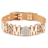 10mm Love Heart MOM Charms Bracelets DIY Stainless Steel Set For Women Men