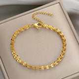 Feather Shape Stitching Charms Chain Bracelet Necklace Set