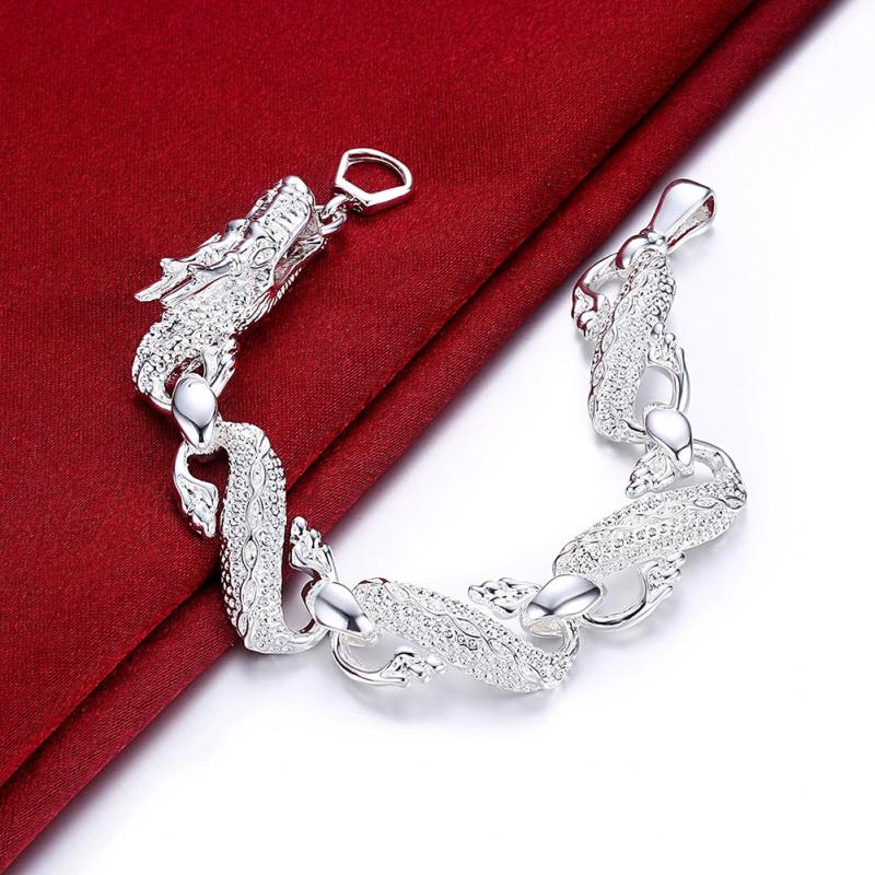 Dragon Chain Bracelet Silver Plated Wedding Jewelry JSH036