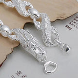 Dragon Chain Bracelet Silver Plated Wedding Jewelry JSH036