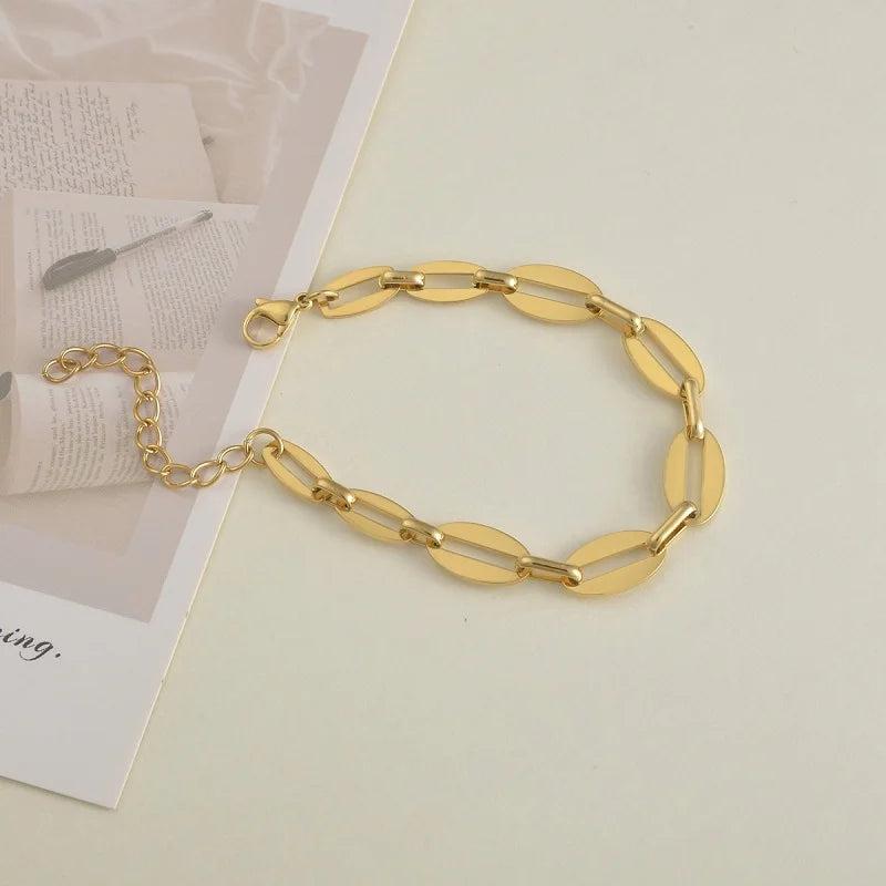 Heart Square Link Chain Bracelet Women Stainless Steel Party Jewelry