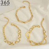 Heart Square Link Chain Bracelet Women Stainless Steel Party Jewelry