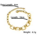 Heart Square Link Chain Bracelet Women Stainless Steel Party Jewelry