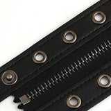 Gothic Wide Leather Bracelet with Zipper Rivet
