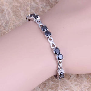Elegant CZ Silver Plated Chain Bracelet 7-8 inch S0491