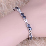 Elegant CZ Silver Plated Chain Bracelet 7-8 inch S0491