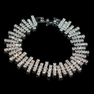 Silver Plated Crystal Charm Bracelet Rhinestone Wedding Jewelry