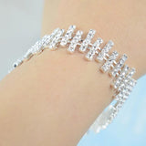 Silver Plated Crystal Charm Bracelet Rhinestone Wedding Jewelry
