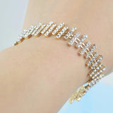 Silver Plated Crystal Charm Bracelet Rhinestone Wedding Jewelry