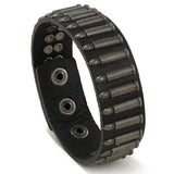 Stainless Steel Wide Alloy Bullet Bracelet Cowhide Leather Bracelet for Men