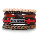 Stainless Steel Wide Alloy Bullet Bracelet Cowhide Leather Bracelet for Men