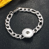 Stainless Steel Chain Link Bangle Bracelet For Snap Button Charm Jewelry